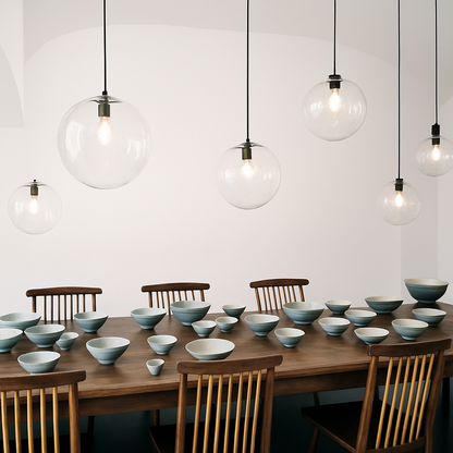 Glass Globe Pendant Light with E27 Socket Rose Gold or Black Finish Modern Ceiling Fixture for Dining Room Living Room Bedroom Office