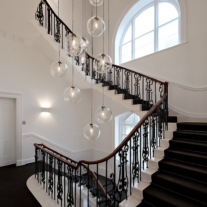 Glass Globe Pendant Light with E27 Socket Rose Gold or Black Finish Modern Ceiling Fixture for Dining Room Living Room Bedroom Office