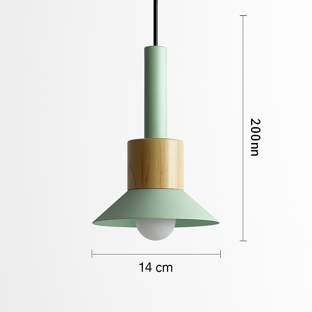 Suspension géométrique en bois et métal – Luminaire suspendu à LED pour cuisine, salle à manger, chambre – Plafonnier moderne avec cordon réglable