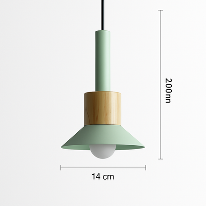 Suspension géométrique en bois et métal – Luminaire suspendu à LED pour cuisine, salle à manger, chambre – Plafonnier moderne avec cordon réglable