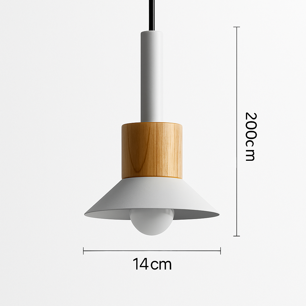 Suspension géométrique en bois et métal – Luminaire suspendu à LED pour cuisine, salle à manger, chambre – Plafonnier moderne avec cordon réglable