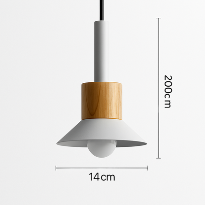 Suspension géométrique en bois et métal – Luminaire suspendu à LED pour cuisine, salle à manger, chambre – Plafonnier moderne avec cordon réglable