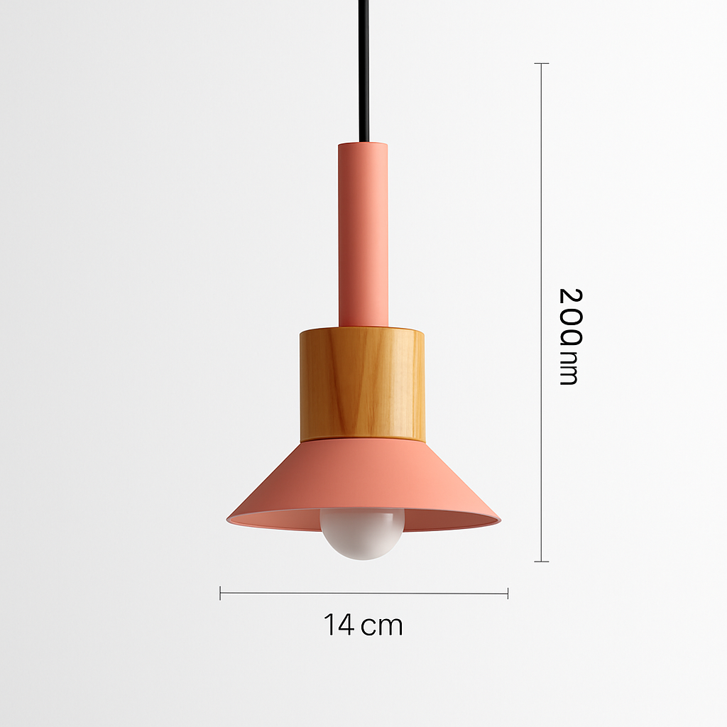 Suspension géométrique en bois et métal – Luminaire suspendu à LED pour cuisine, salle à manger, chambre – Plafonnier moderne avec cordon réglable