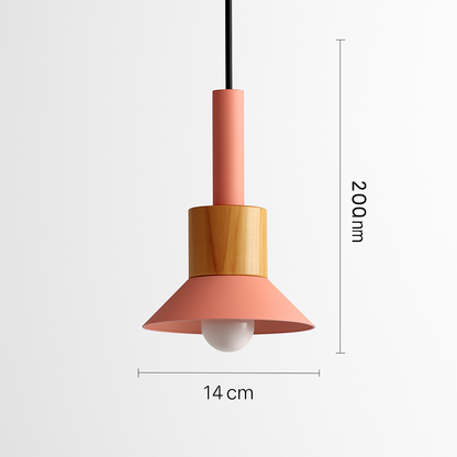 Suspension géométrique en bois et métal – Luminaire suspendu à LED pour cuisine, salle à manger, chambre – Plafonnier moderne avec cordon réglable