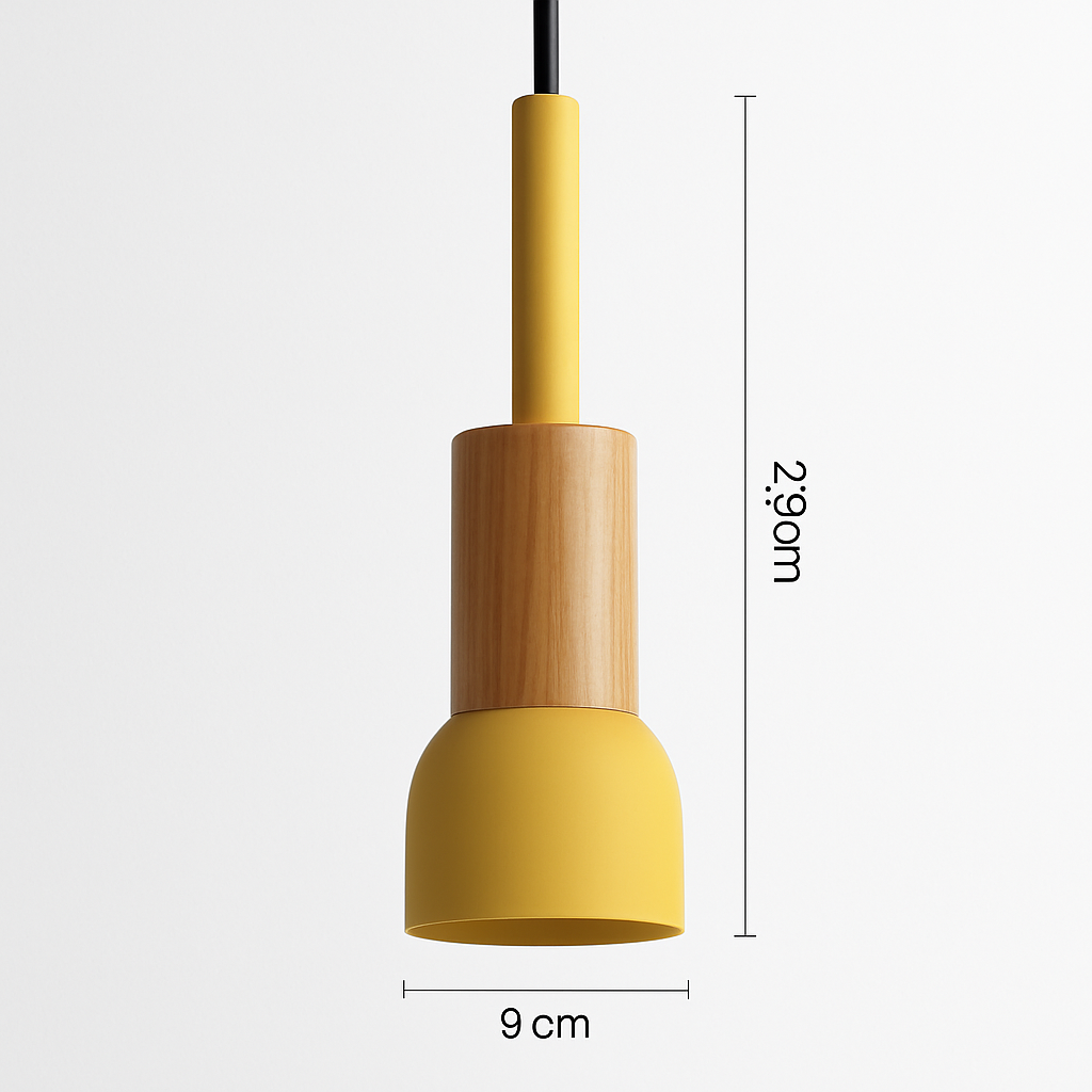 Suspension géométrique en bois et métal – Luminaire suspendu à LED pour cuisine, salle à manger, chambre – Plafonnier moderne avec cordon réglable