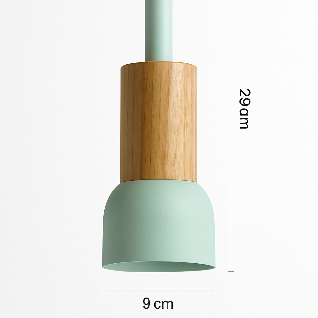 Suspension géométrique en bois et métal – Luminaire suspendu à LED pour cuisine, salle à manger, chambre – Plafonnier moderne avec cordon réglable