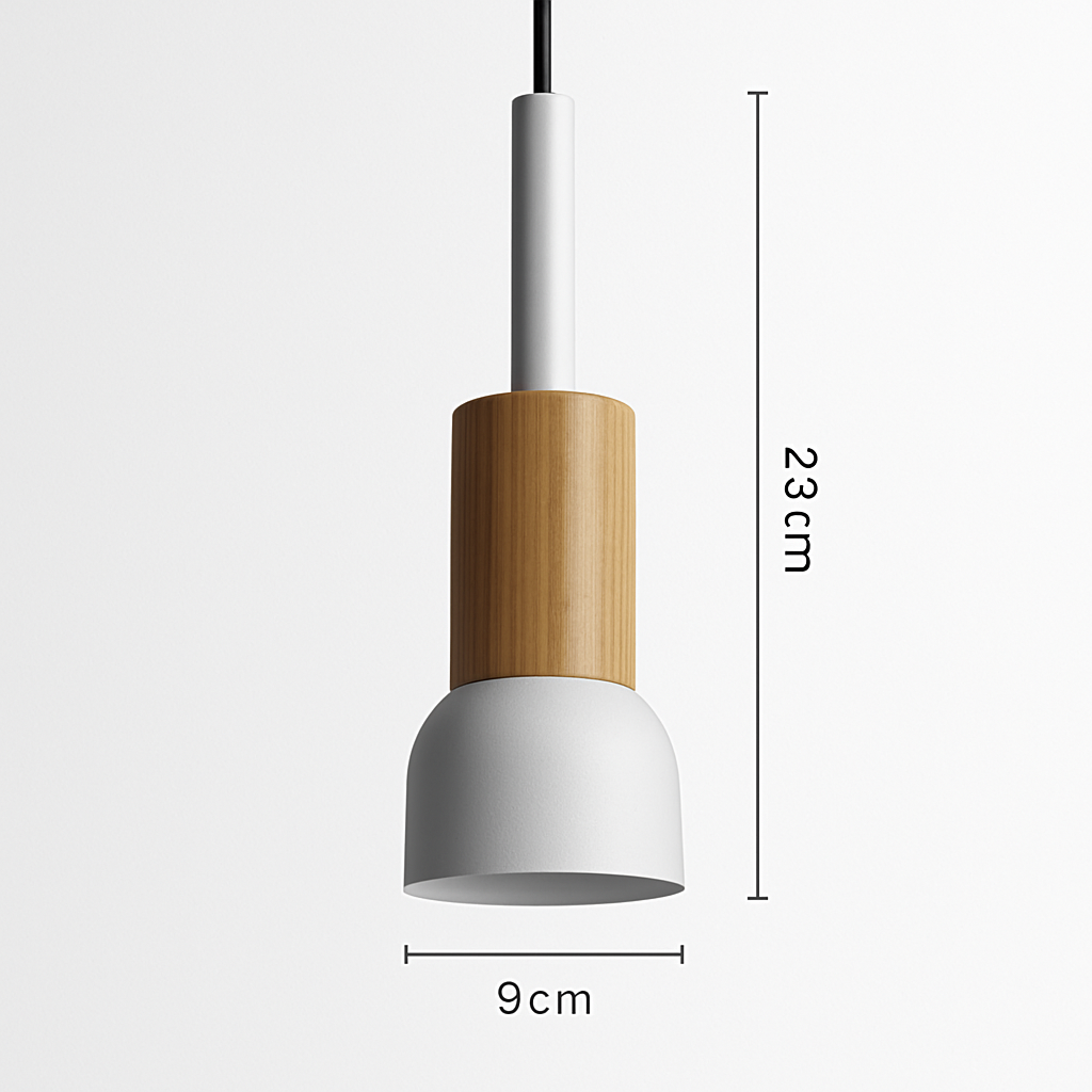Suspension géométrique en bois et métal – Luminaire suspendu à LED pour cuisine, salle à manger, chambre – Plafonnier moderne avec cordon réglable
