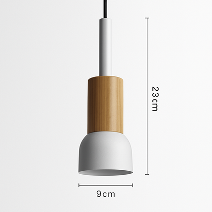 Suspension géométrique en bois et métal – Luminaire suspendu à LED pour cuisine, salle à manger, chambre – Plafonnier moderne avec cordon réglable