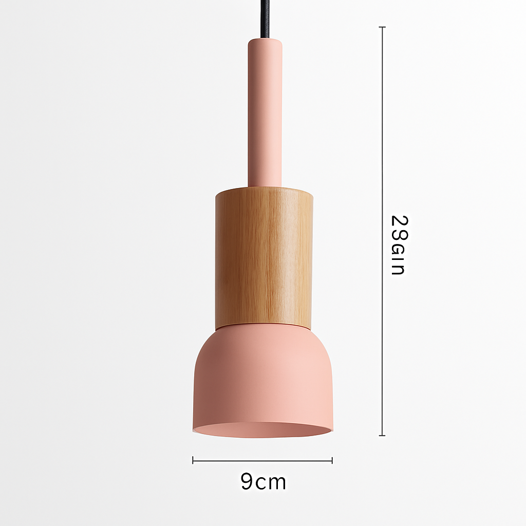 Suspension géométrique en bois et métal – Luminaire suspendu à LED pour cuisine, salle à manger, chambre – Plafonnier moderne avec cordon réglable