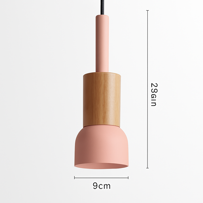Suspension géométrique en bois et métal – Luminaire suspendu à LED pour cuisine, salle à manger, chambre – Plafonnier moderne avec cordon réglable