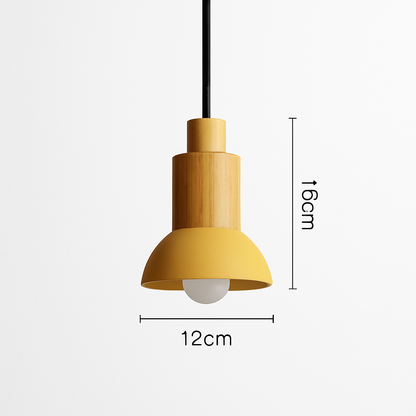 Suspension géométrique en bois et métal – Luminaire suspendu à LED pour cuisine, salle à manger, chambre – Plafonnier moderne avec cordon réglable