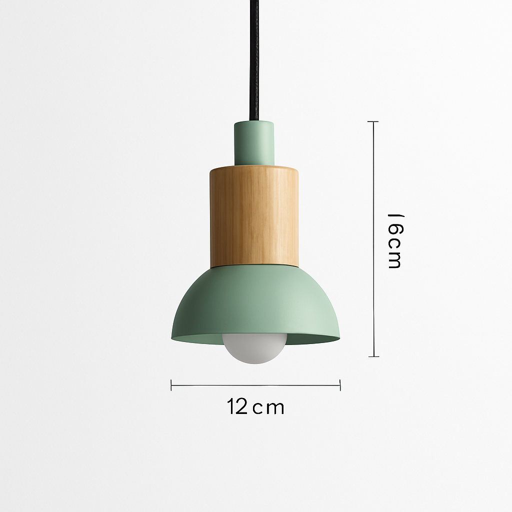 Suspension géométrique en bois et métal – Luminaire suspendu à LED pour cuisine, salle à manger, chambre – Plafonnier moderne avec cordon réglable