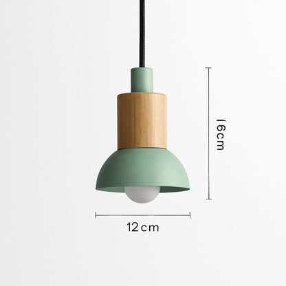 Suspension géométrique en bois et métal – Luminaire suspendu à LED pour cuisine, salle à manger, chambre – Plafonnier moderne avec cordon réglable