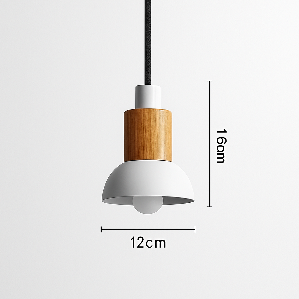 Suspension géométrique en bois et métal – Luminaire suspendu à LED pour cuisine, salle à manger, chambre – Plafonnier moderne avec cordon réglable