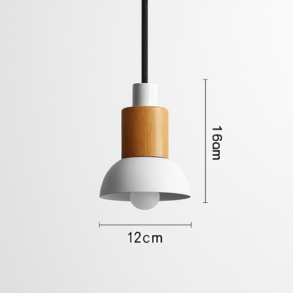 Suspension géométrique en bois et métal – Luminaire suspendu à LED pour cuisine, salle à manger, chambre – Plafonnier moderne avec cordon réglable