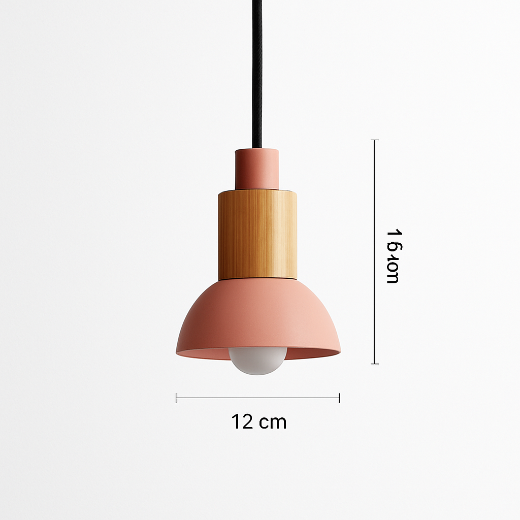 Suspension géométrique en bois et métal – Luminaire suspendu à LED pour cuisine, salle à manger, chambre – Plafonnier moderne avec cordon réglable