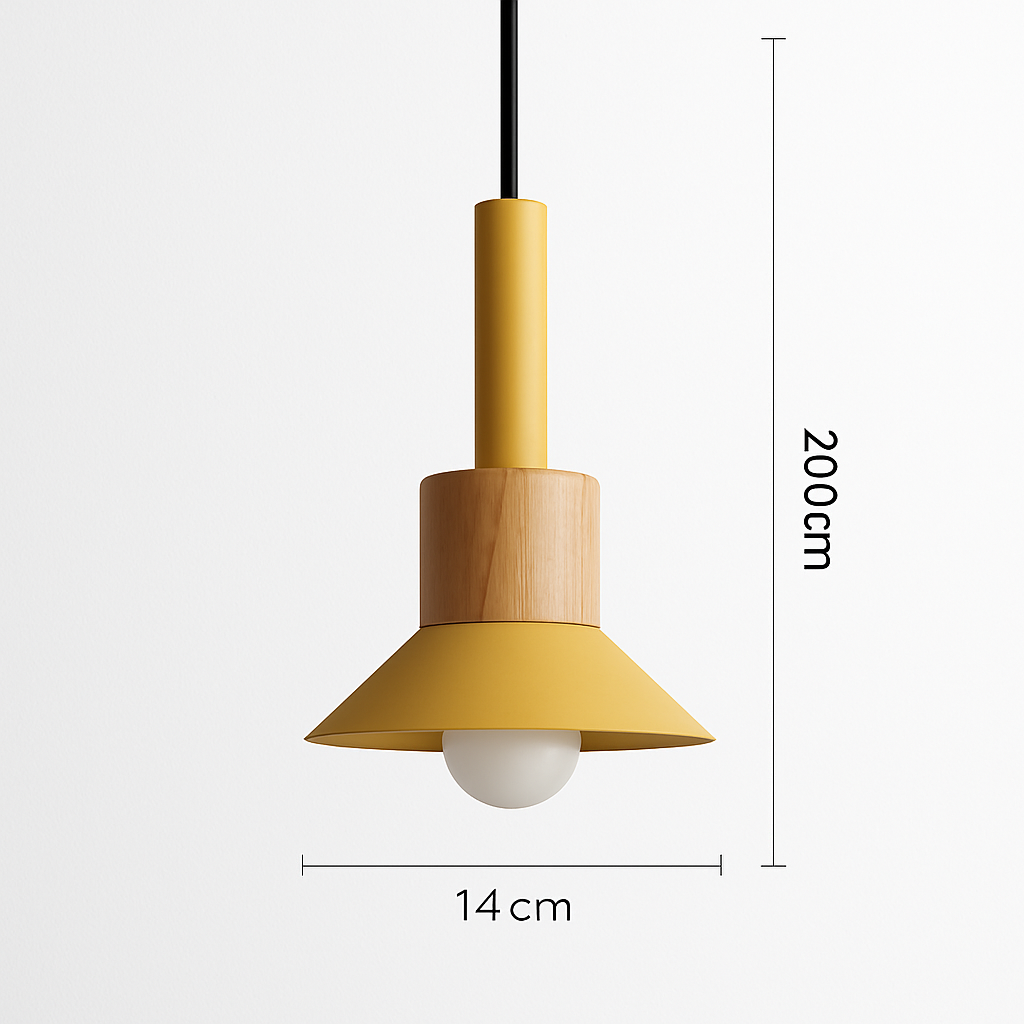 Suspension géométrique en bois et métal – Luminaire suspendu à LED pour cuisine, salle à manger, chambre – Plafonnier moderne avec cordon réglable