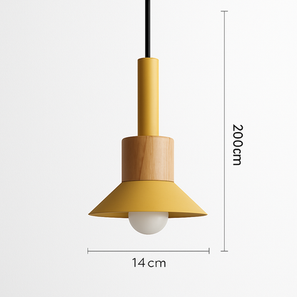 Suspension géométrique en bois et métal – Luminaire suspendu à LED pour cuisine, salle à manger, chambre – Plafonnier moderne avec cordon réglable