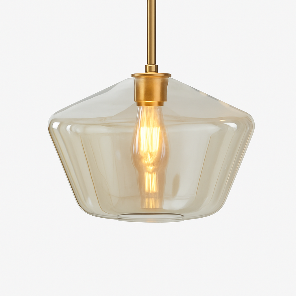 Contemporary Glass & Metal Pendant Light | E27 LED Hanging Fixture for Dining Room, Living Room, Bedroom & Kitchen Island Lighting