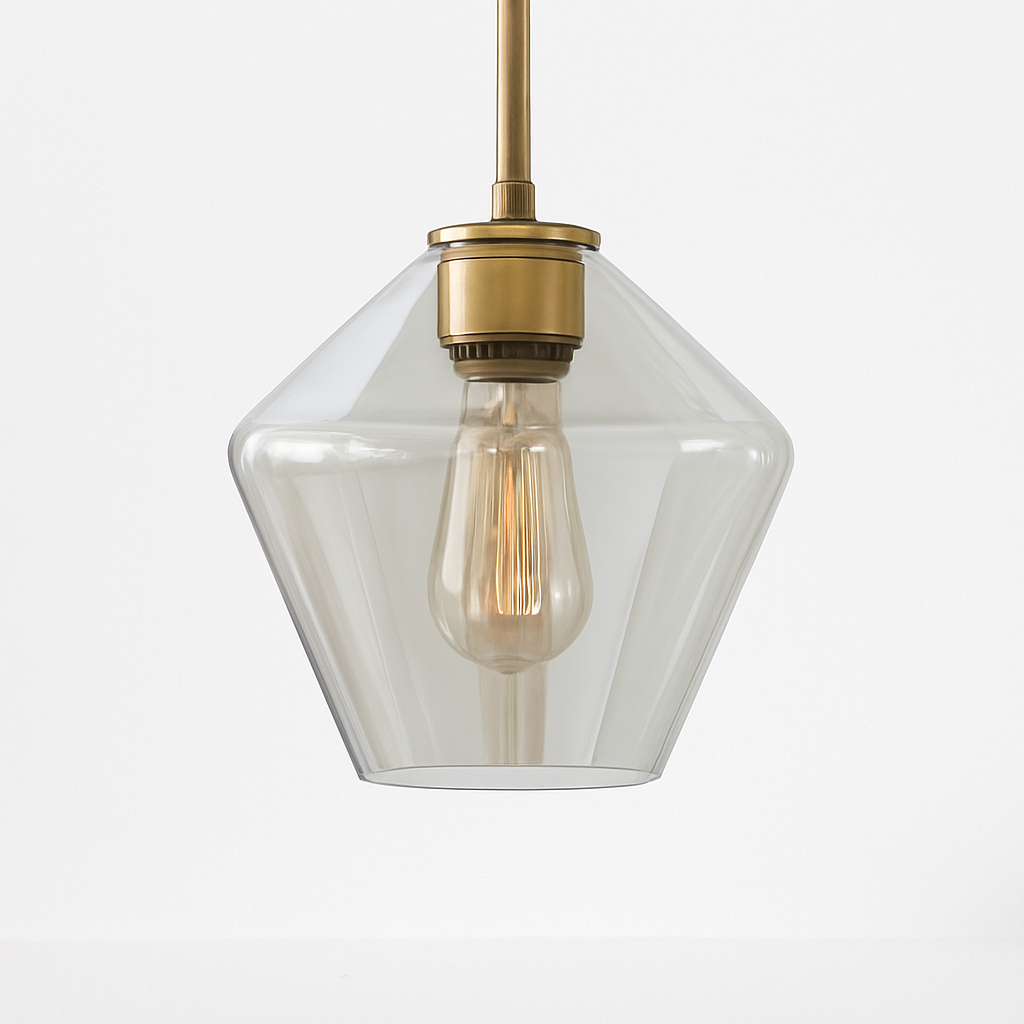 Contemporary Glass & Metal Pendant Light | E27 LED Hanging Fixture for Dining Room, Living Room, Bedroom & Kitchen Island Lighting