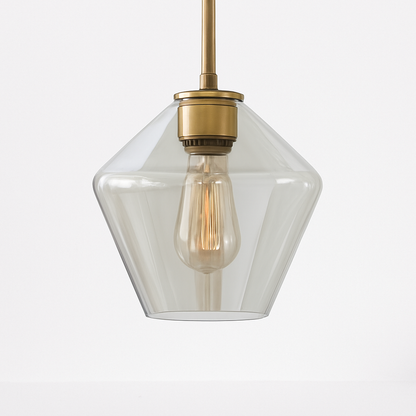 Contemporary Glass & Metal Pendant Light | E27 LED Hanging Fixture for Dining Room, Living Room, Bedroom & Kitchen Island Lighting