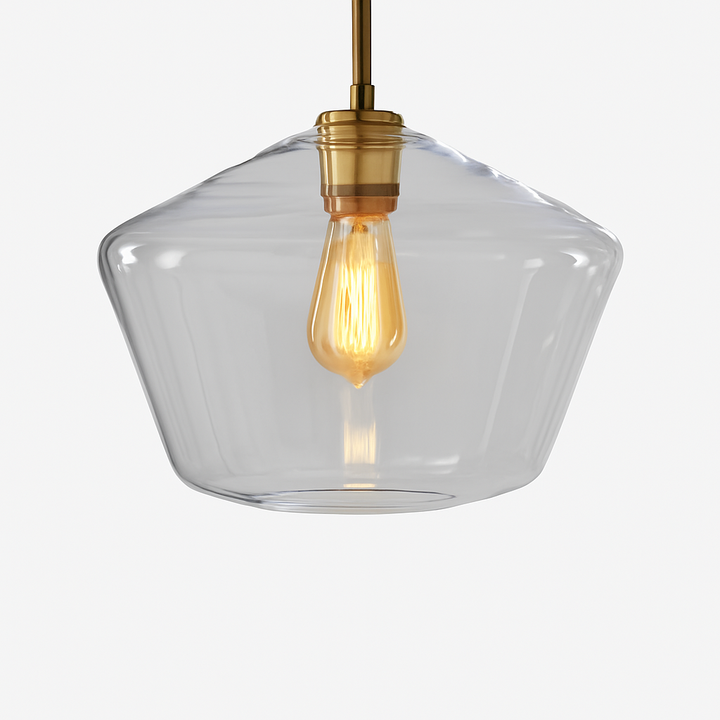 Contemporary Glass & Metal Pendant Light | E27 LED Hanging Fixture for Dining Room, Living Room, Bedroom & Kitchen Island Lighting
