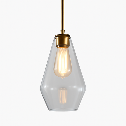 Contemporary Glass & Metal Pendant Light | E27 LED Hanging Fixture for Dining Room, Living Room, Bedroom & Kitchen Island Lighting