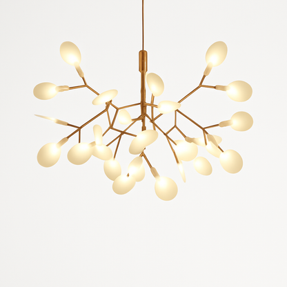 Multi-Branch LED Ceiling Fixture with Adjustable Height for Dining Room & Living Room | Modern Metal Chandelier in Copper or Black | Dimmabl