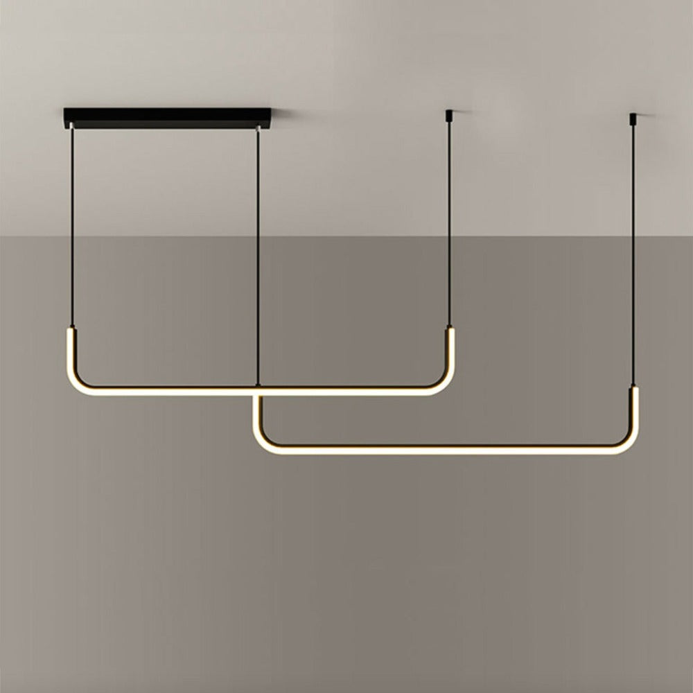 Suspension LED linéaire moderne | Luminaire suspendu en aluminium à intensité variable pour salle à manger, îlot de cuisine et bureau | Luminosité réglable