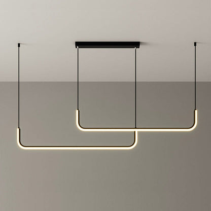 Linear Aluminum LED Ceiling Light Fixture 47 in Black Dimmable for Kitchen Island Dining Table Modern Suspended Bar Over Counter Office