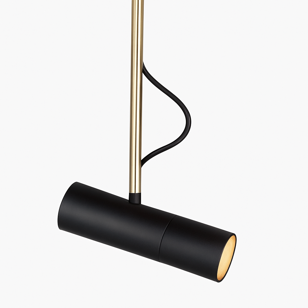 Adjustable Spotlight Pendant Light with Brushed Metal & Gold Stem – Modern Hanging Ceiling Fixture for Kitchen Island, Dining Room & Bedroom