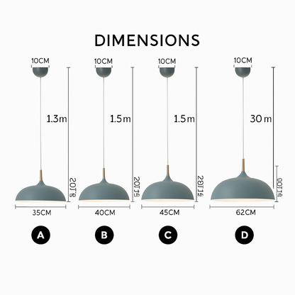 Aluminum & Wood Hanging Fixture E27 Socket for Kitchen Island Dining Room Ceiling Light Adjustable Drop Scandinavian Style Modern Minimalist