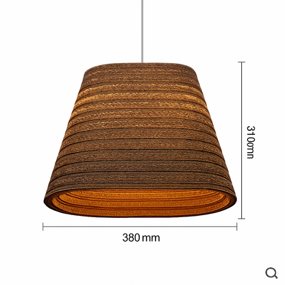Japandi Paper Pendant Light – Brown Cord-Hung Ceiling Fixture, E27 Bulb Included, 12 Shade Shapes Available for Dining Room, Living Room &