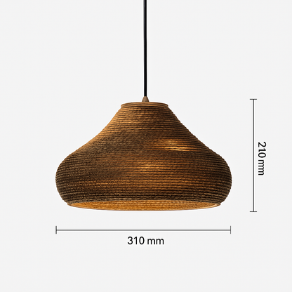 Japandi Paper Pendant Light – Brown Cord-Hung Ceiling Fixture, E27 Bulb Included, 12 Shade Shapes Available for Dining Room, Living Room &