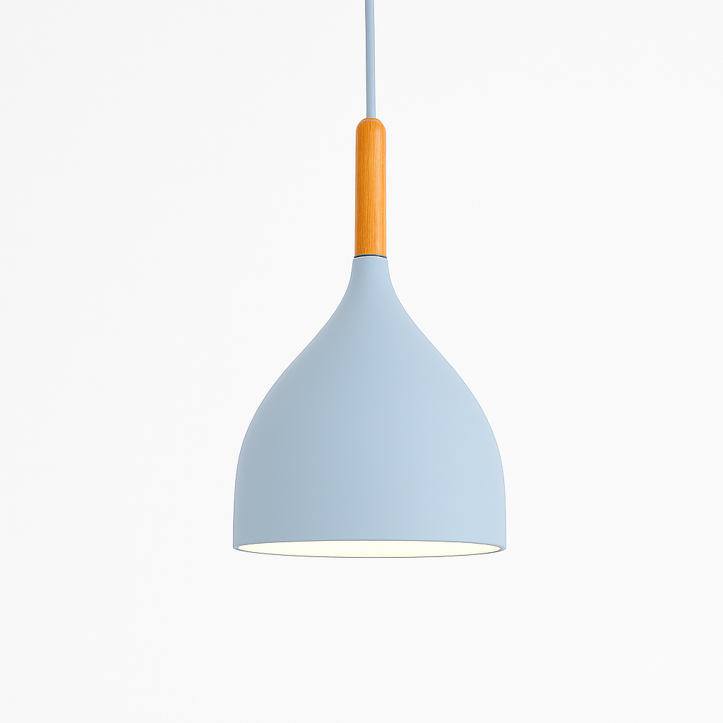 Metal Pendant Light with Wood Rod Modern Kitchen Dining Bar Fixture Adjustable Ceiling Lamp LED E27 Socket Scandinavian Style