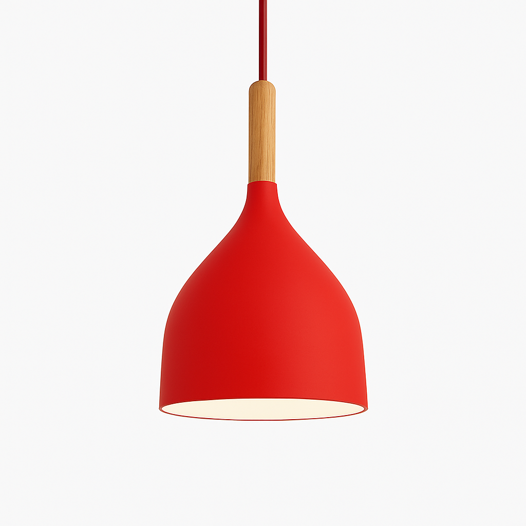 Metal Pendant Light with Wood Rod Modern Kitchen Dining Bar Fixture Adjustable Ceiling Lamp LED E27 Socket Scandinavian Style