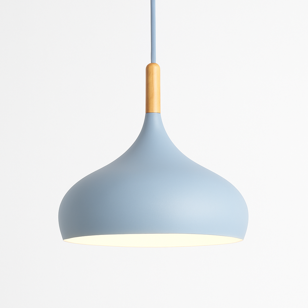 Metal Pendant Light with Wood Rod Modern Kitchen Dining Bar Fixture Adjustable Ceiling Lamp LED E27 Socket Scandinavian Style