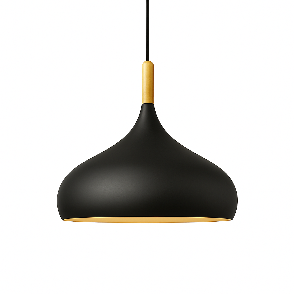 Metal Pendant Light with Wood Rod Modern Kitchen Dining Bar Fixture Adjustable Ceiling Lamp LED E27 Socket Scandinavian Style