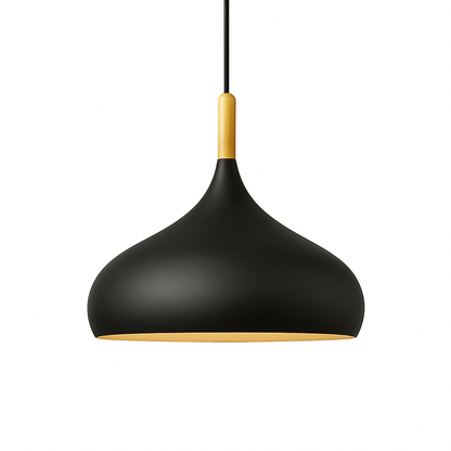 Metal Pendant Light with Wood Rod Modern Kitchen Dining Bar Fixture Adjustable Ceiling Lamp LED E27 Socket Scandinavian Style