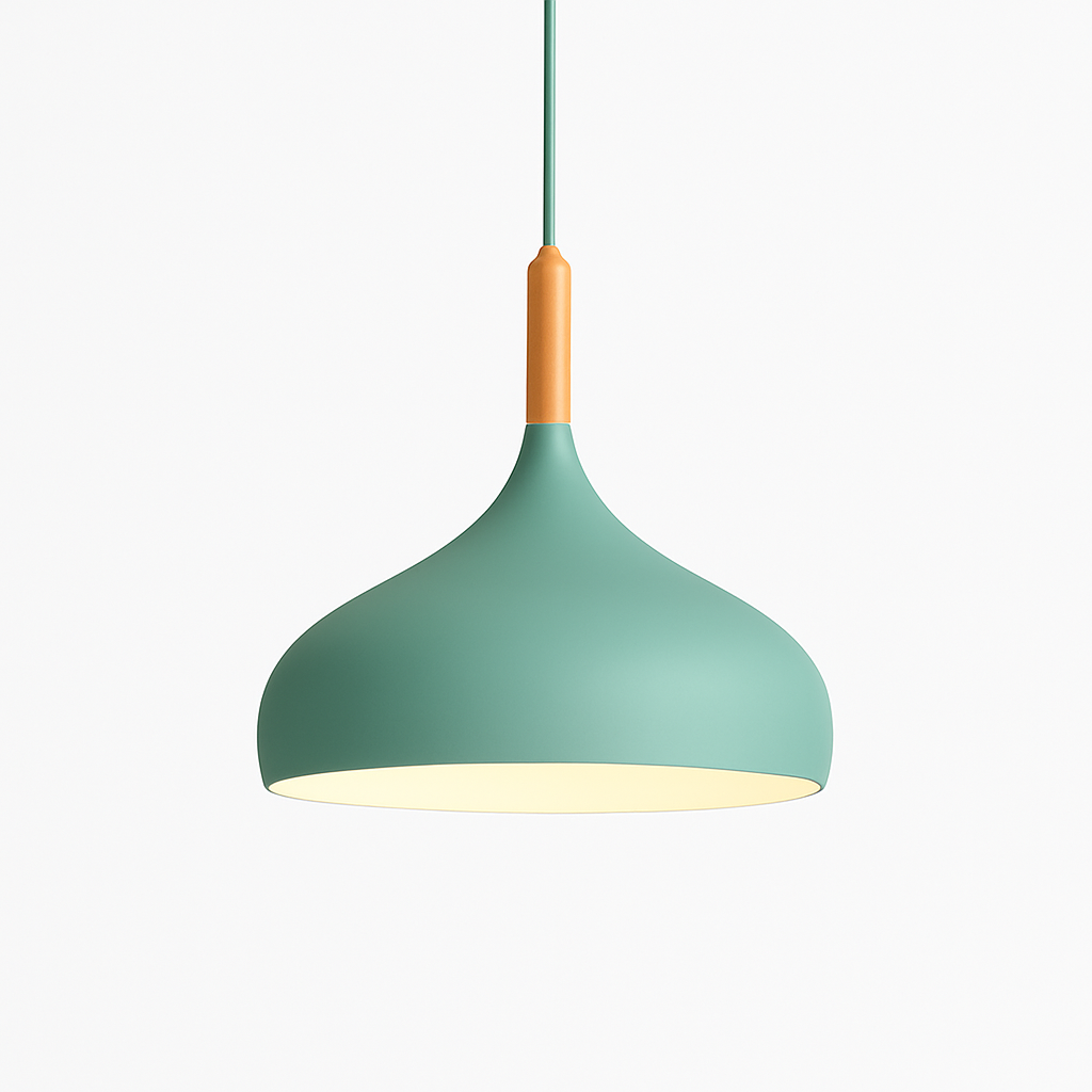 Metal Pendant Light with Wood Rod Modern Kitchen Dining Bar Fixture Adjustable Ceiling Lamp LED E27 Socket Scandinavian Style