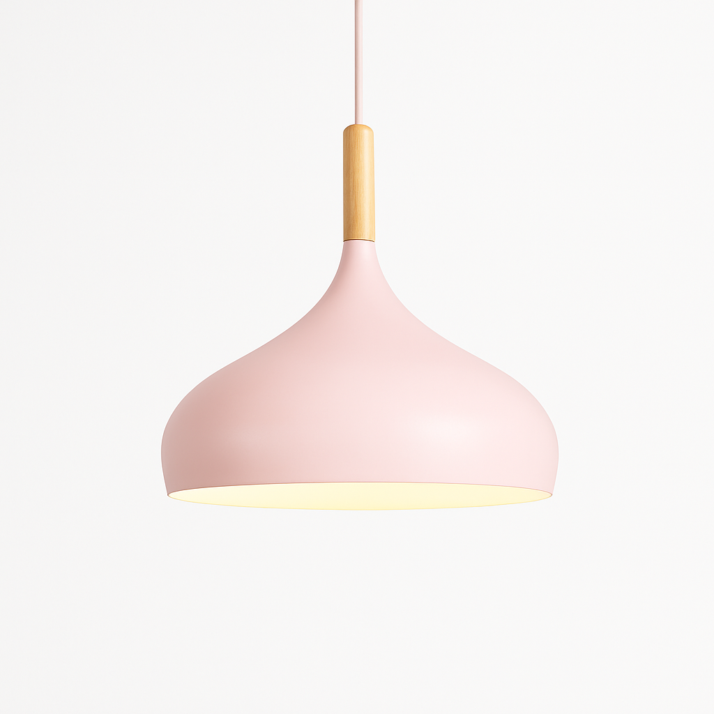 Metal Pendant Light with Wood Rod Modern Kitchen Dining Bar Fixture Adjustable Ceiling Lamp LED E27 Socket Scandinavian Style