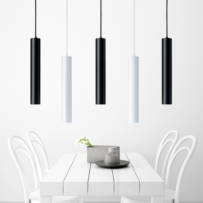 Cylindrical Pendant Light Fixture with Integrated LED - Modern Aluminum Hanging Ceiling Lamp for Kitchen, Dining Room & Living Room