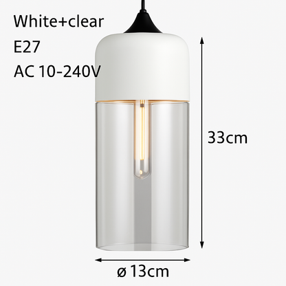 Industrial Glass & Metal Pendant Light for Kitchen Island, Dining Room & Bar | Modern Loft Hanging Fixture with Cord, E27 Socket, Amber or