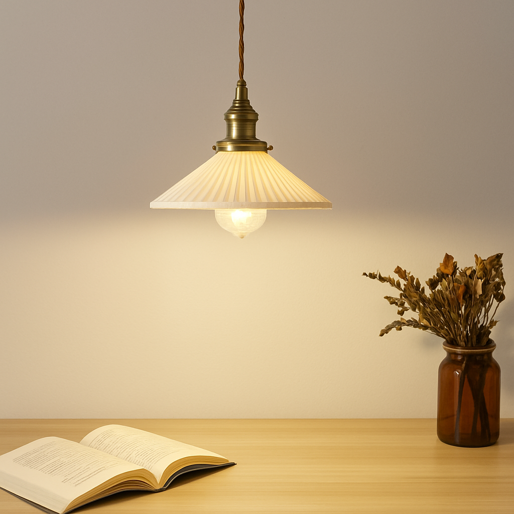 White Ceramic Pendant Light with E27 Socket for Kitchen Island, Dining Room & Bedroom | Modern Hanging Fixture for Home, Office, Hotel