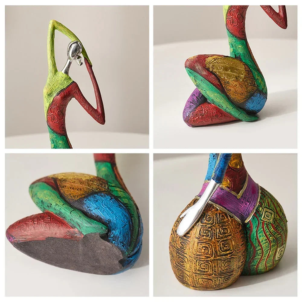 Sculpture abstraite de femme colorée – Figurine d'art en résine faite à la main pour la décoration intérieure, pièce maîtresse moderne pour salon, chambre à coucher, bureau