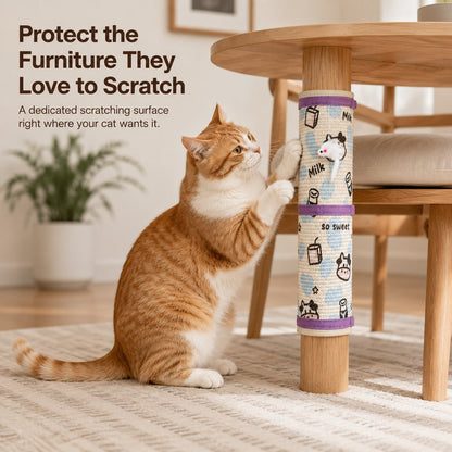 Ortekor Wrap-Around Sisal Cat Scratcher for Table Legs – Furniture Protector for Indoor Cats