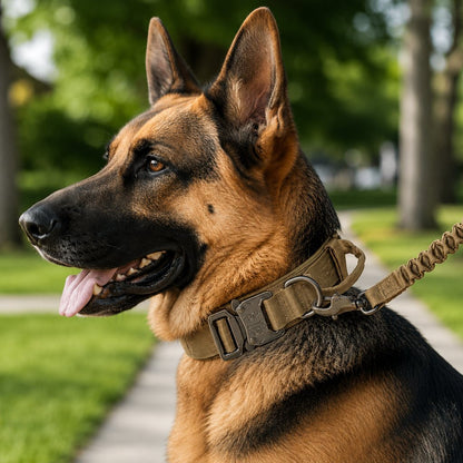 Ortekor Heavy-Duty Tactical Dog Collar for Walks & Training - Padded Handle Control for Strong Large Dogs