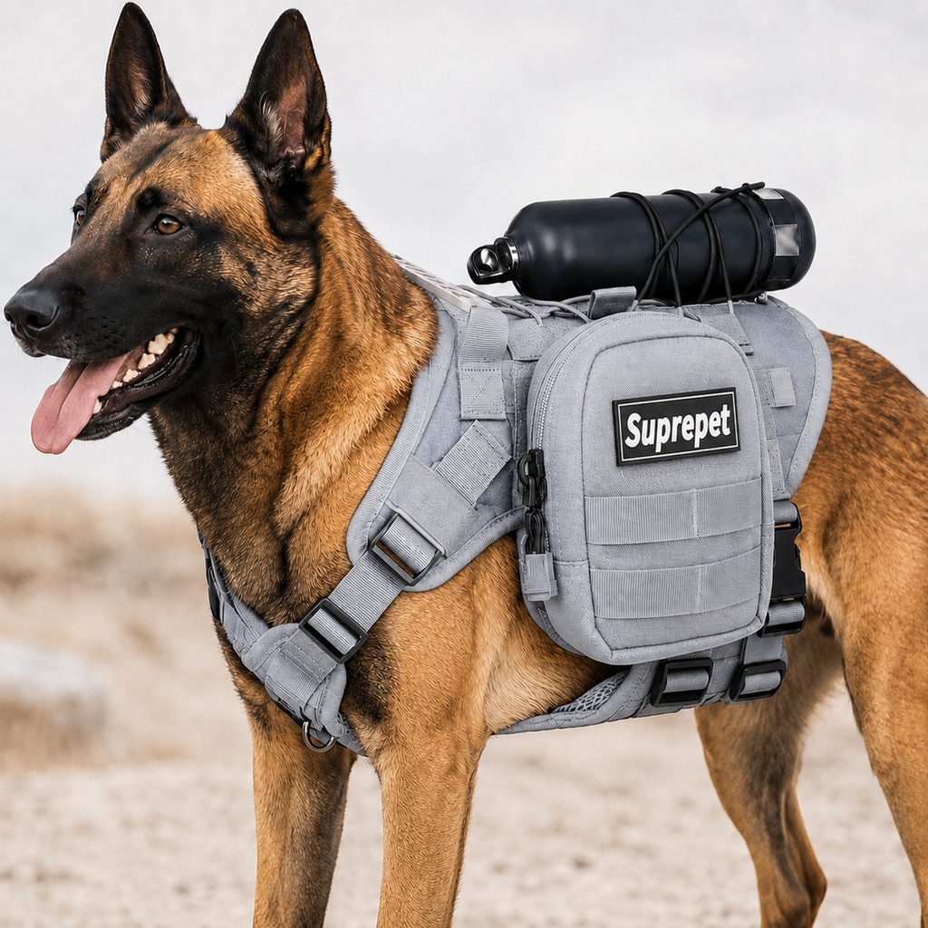 Ortekor Tactical Dog Harness Backpack for Large Dogs - Outdoor Walking, Training & Hiking Gear with Load Carrying Pouch