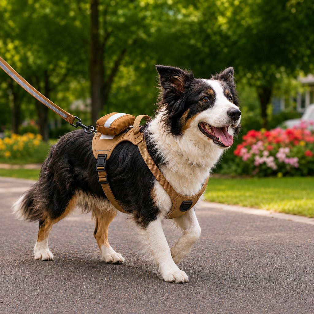 Ortekor Tactical Dog Harness with Storage Pouch for Daily Walks, Training & Hiking - Breathable Control Vest with Handle