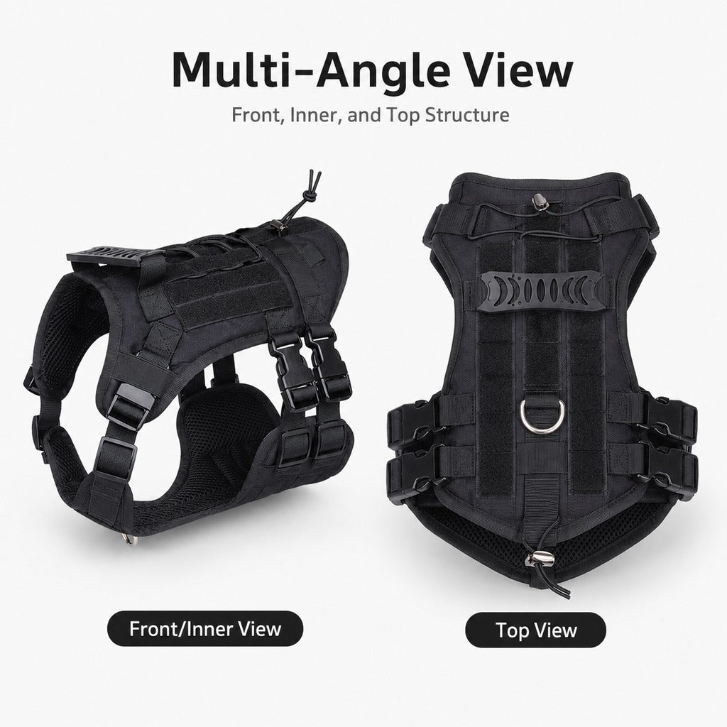 Ortekor Tactical Dog Harness Backpack for Large Dogs - Outdoor Walking, Training & Hiking Gear with Load Carrying Pouch